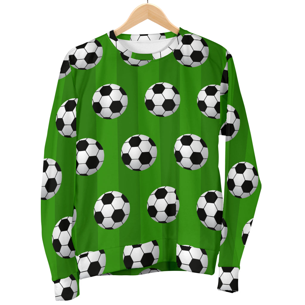 Soccer Ball Green Backgrpund Print Women Long Sleeve Sweatshirt