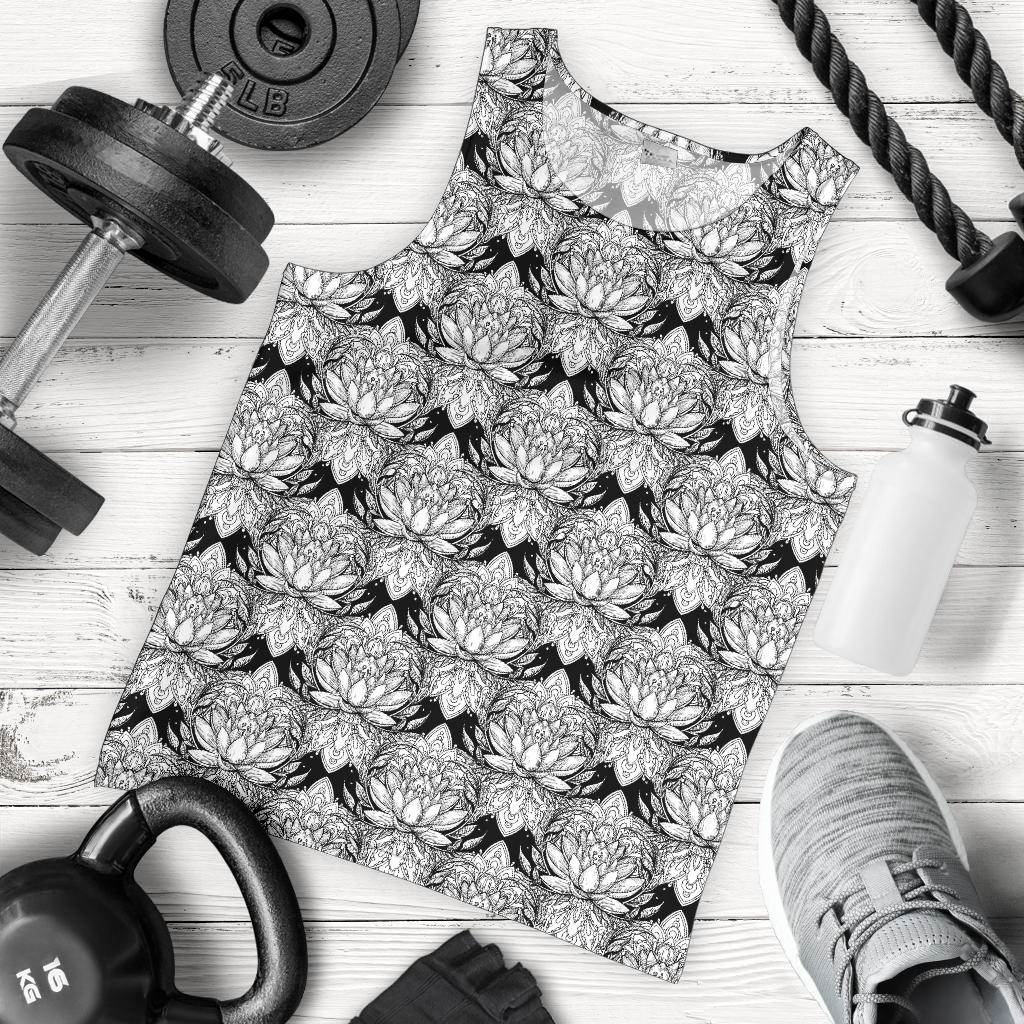 Lotus Mandala Print Pattern Men Tank Top