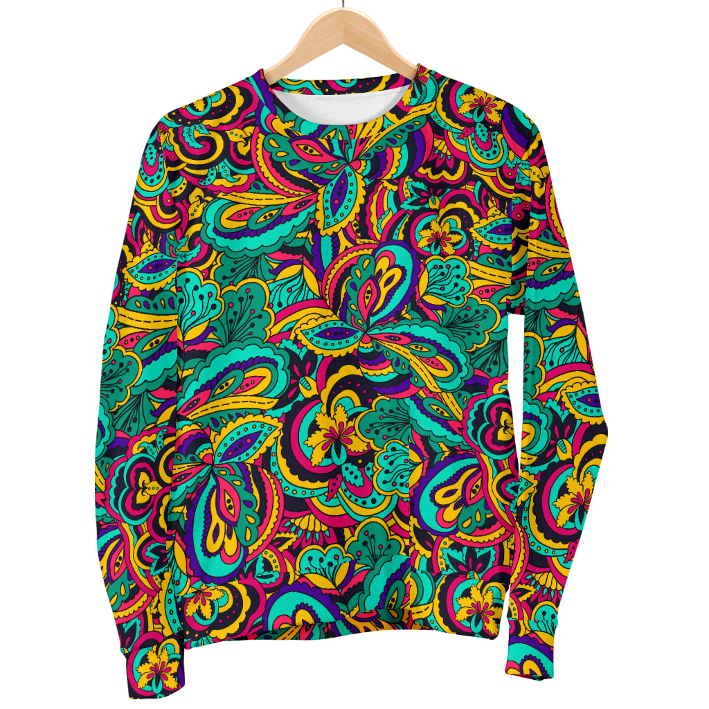 Psychedelic Trippy Floral Design Women Long Sleeve Sweatshirt