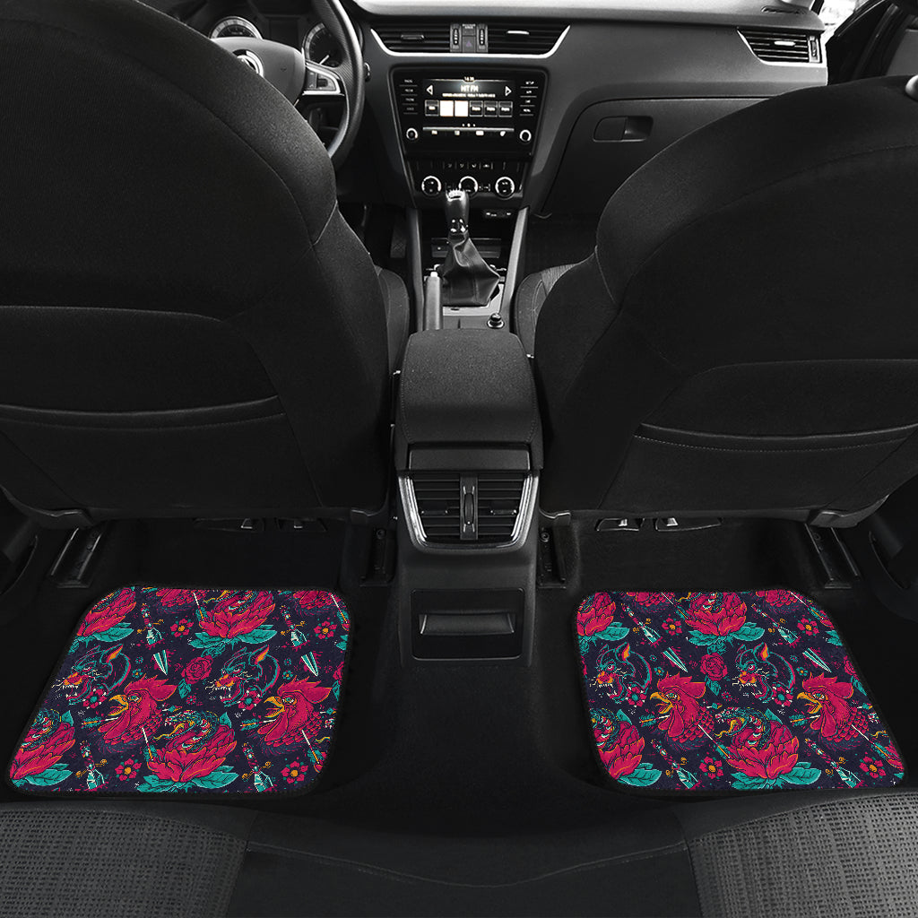Old School Tattoo Print Car Floor Mats Front Back