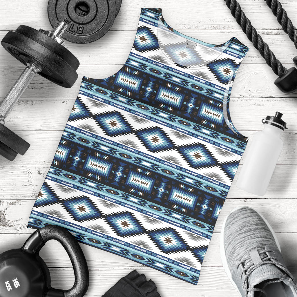 Navajo Dark Blue Print Pattern Men Tank Top