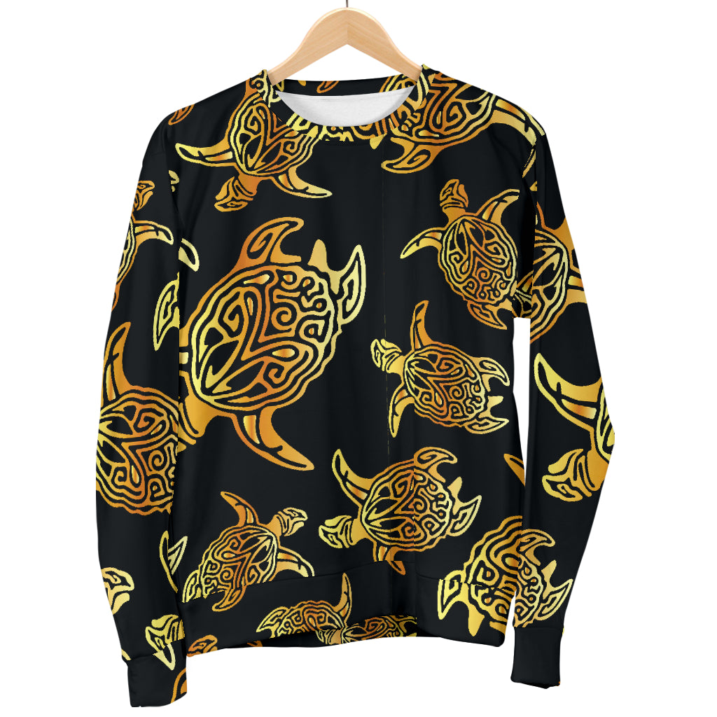 Gold Tribal Turtle Polynesian Themed Men Long Sleeve Sweatshirt