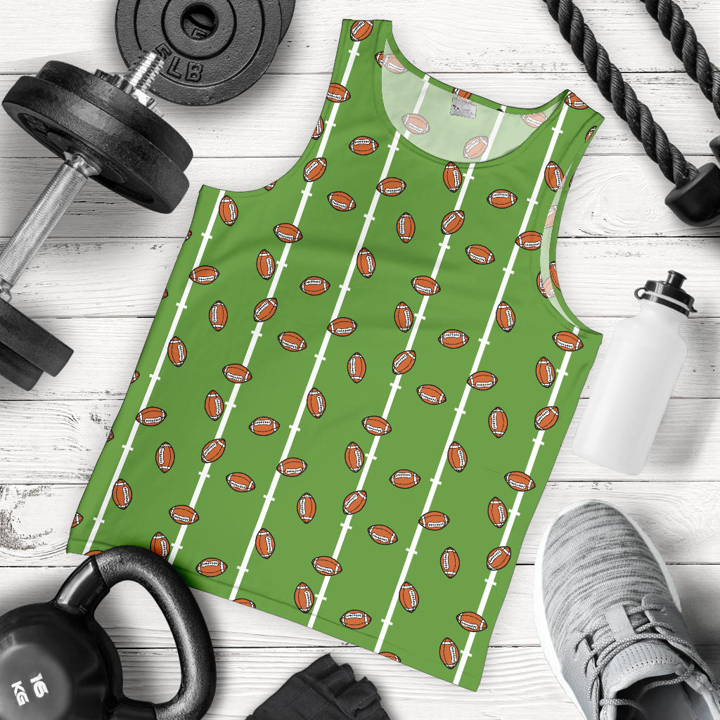 American Football on Field Themed Print Men Tank Top