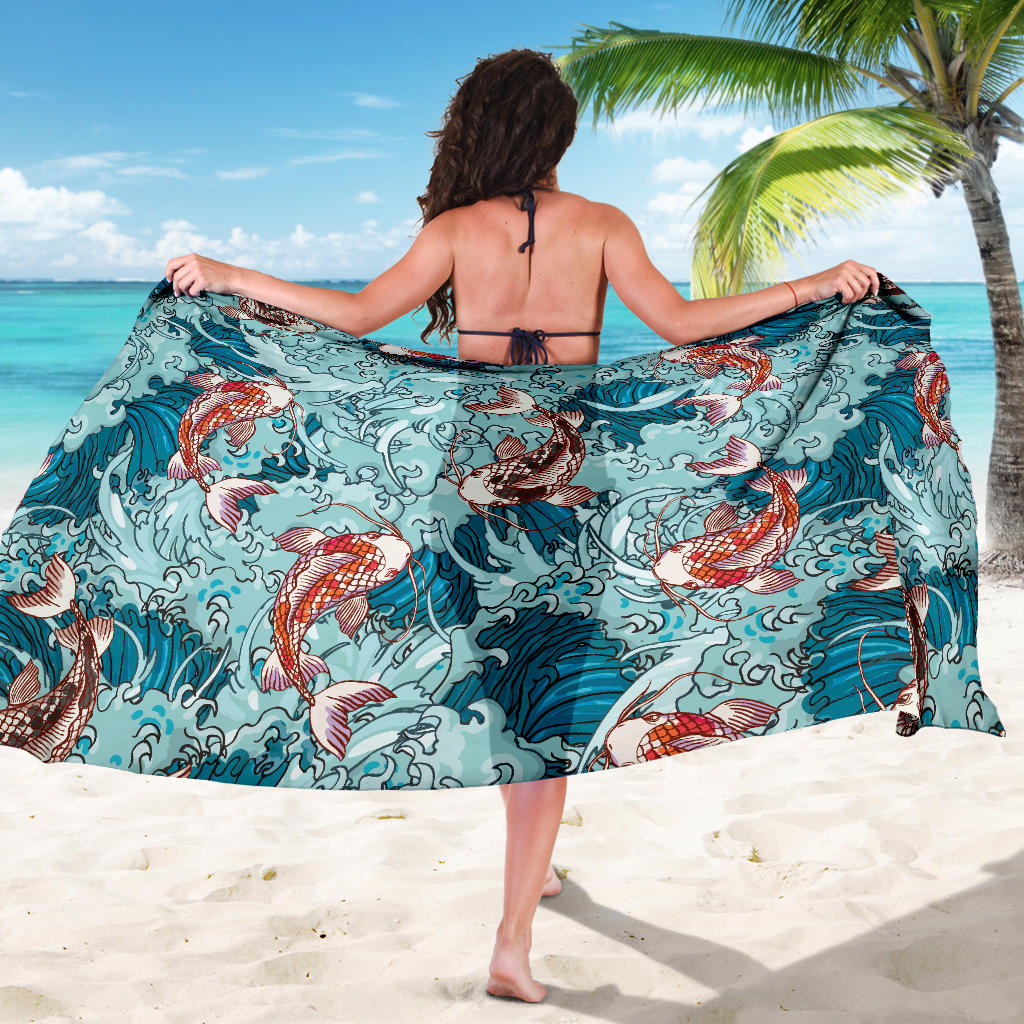 KOI Fish Pattern Print Design 05 Sarong Pareo Wrap