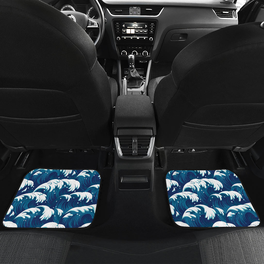 Ocean Wave Pattern Print Car Floor Mats Front Back