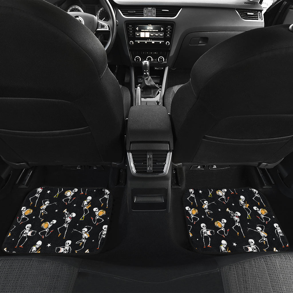 Skeleton Dance Print Car Floor Mats Front Back