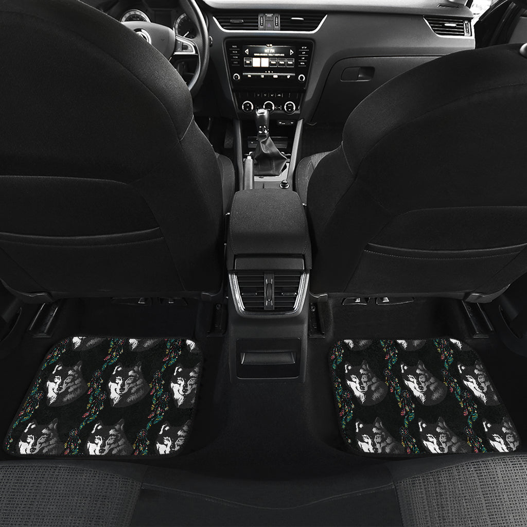 Wolf Black Dream Catcher Design Print Car Floor Mats Front Back