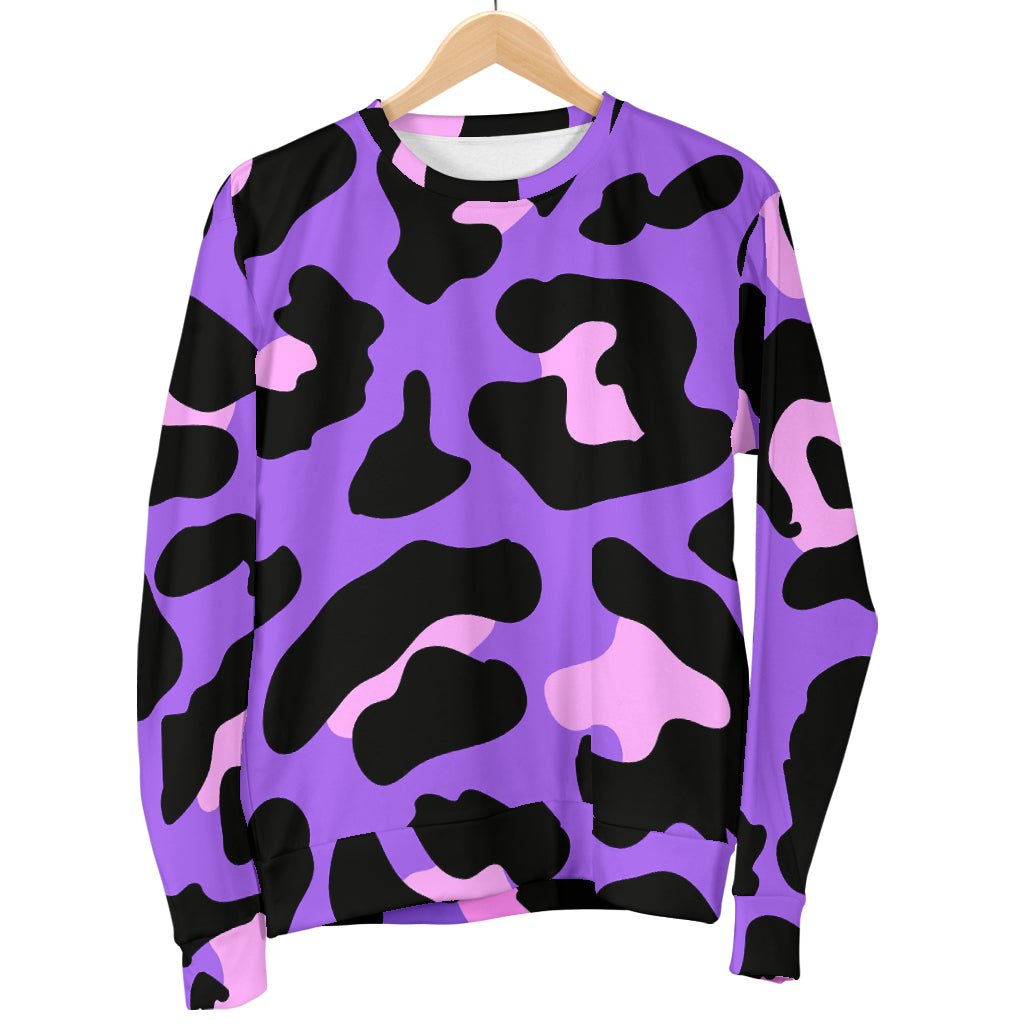 Cheetah Purple Neon Print Pattern Women Long Sleeve Sweatshirt