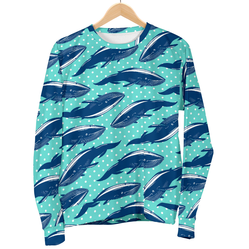 Whale Polka Dot Design Themed Print Men Long Sleeve Sweatshirt