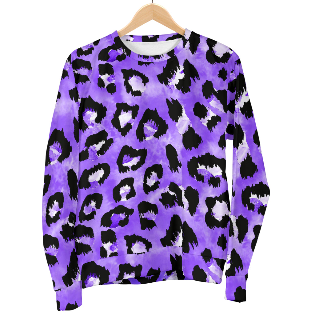 Leopard Purple Skin Print Women Long Sleeve Sweatshirt