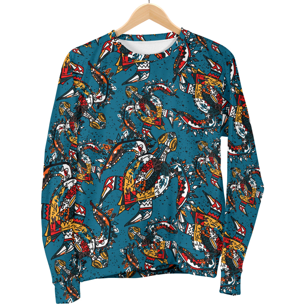 Sea Turtle Tribal Colorful Hand Drawn Men Long Sleeve Sweatshirt