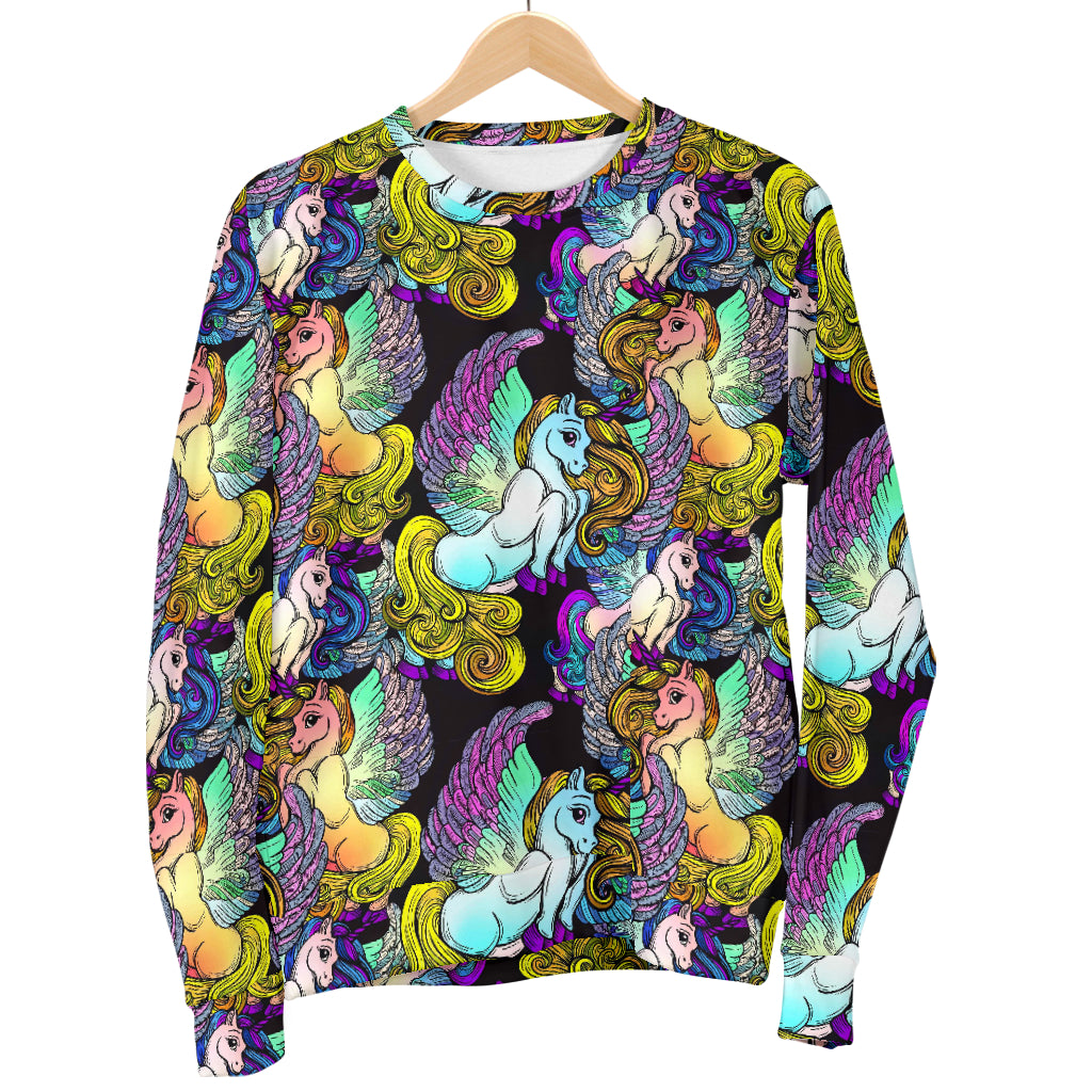 Unicorn With Wings Print Pattern Men Long Sleeve Sweatshirt