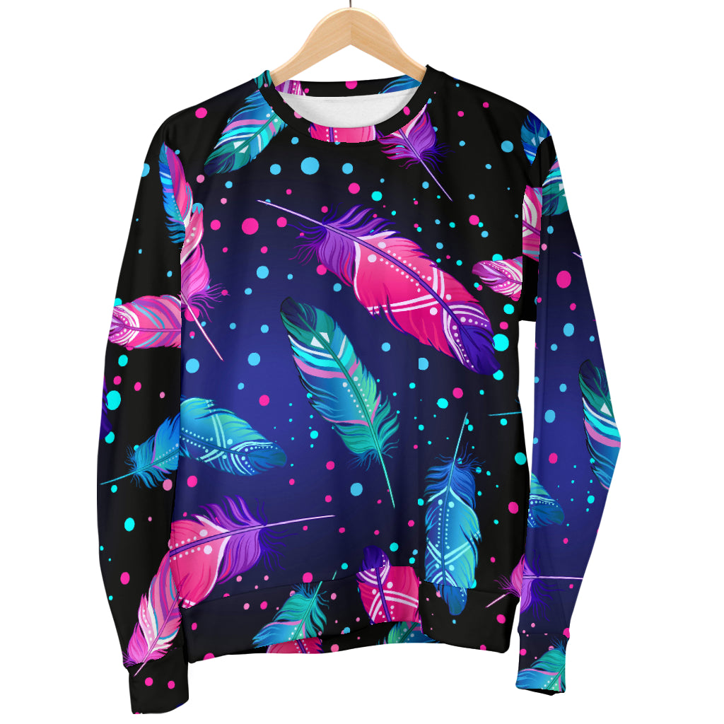 Feather Colorful Boho Design Print Men Long Sleeve Sweatshirt