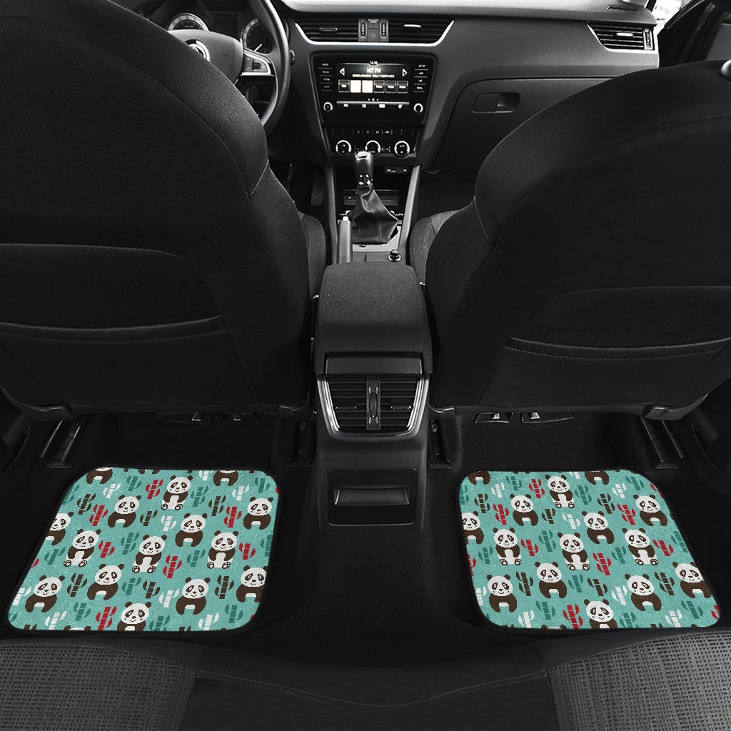 Panda Bear Cute Themed Print Car Floor Mats Front Back