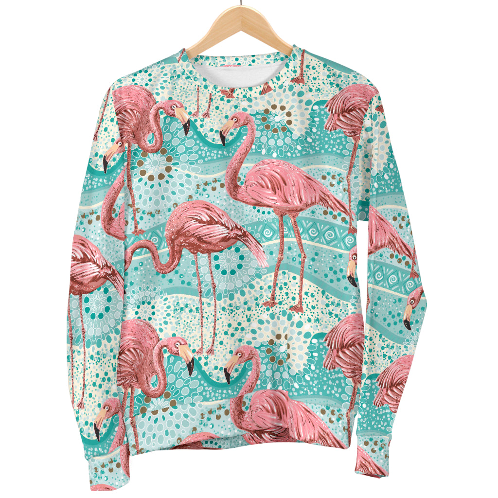 Flamingo Background Themed Print Men Long Sleeve Sweatshirt