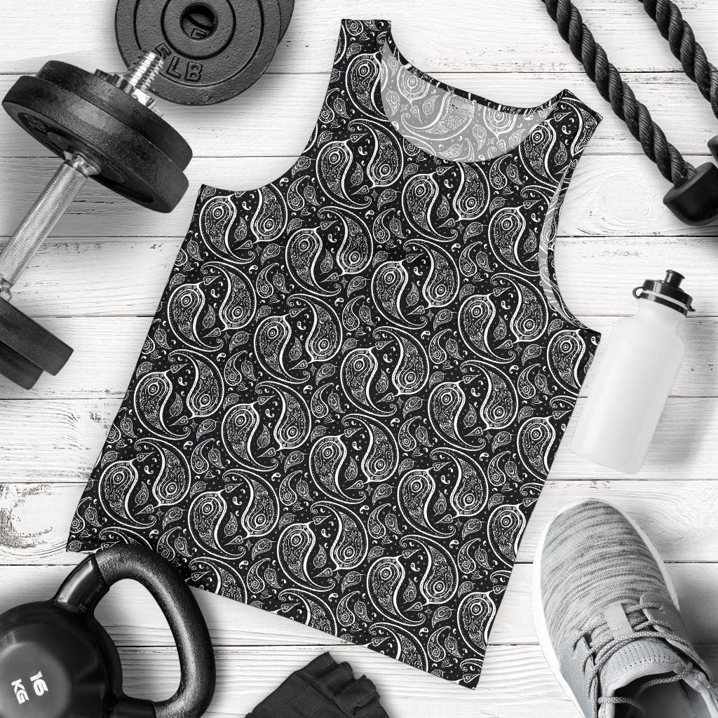 Paisley Black Design Print Men Tank Top