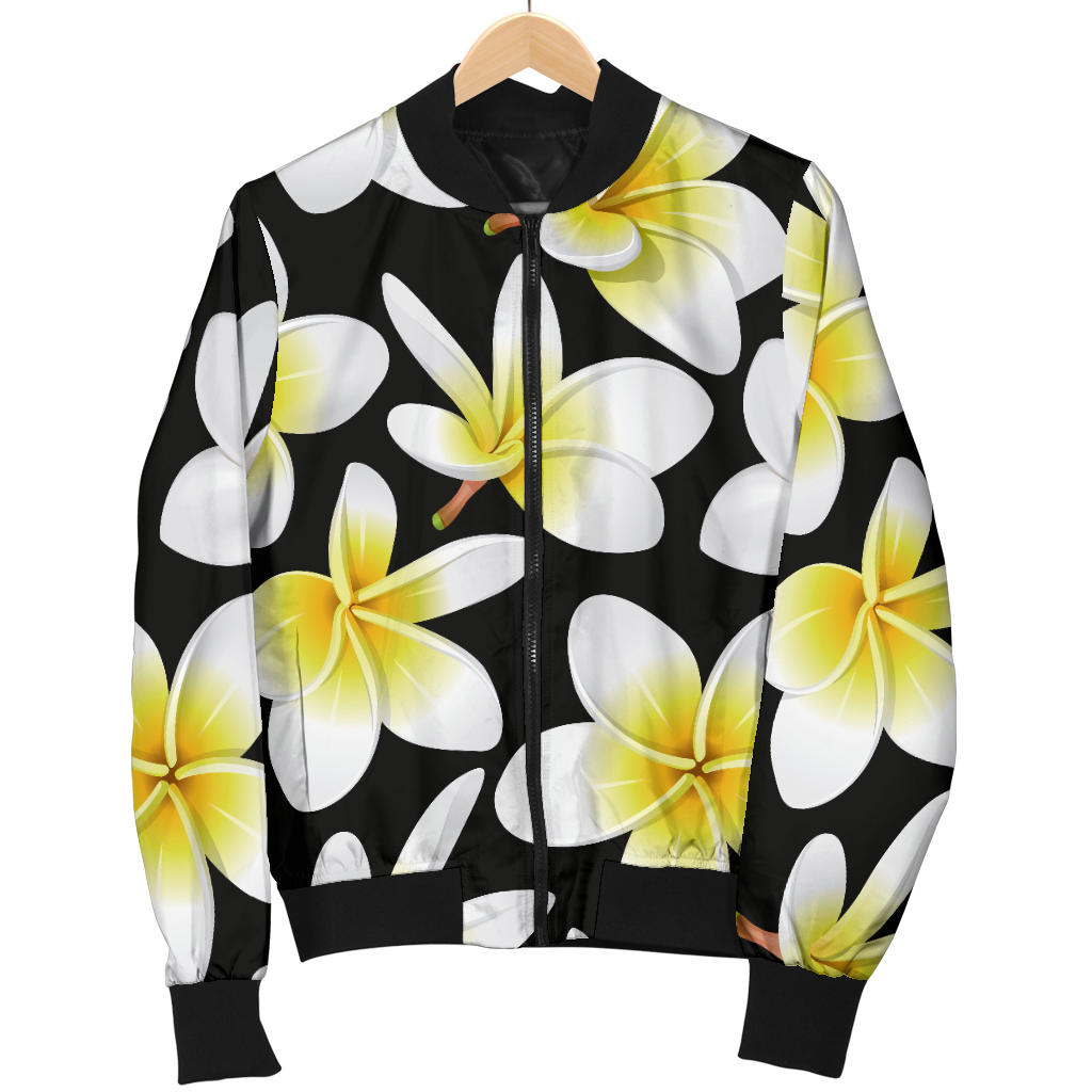 Yellow Plumeria Hawaiian Flowers Men Bomber Jacket
