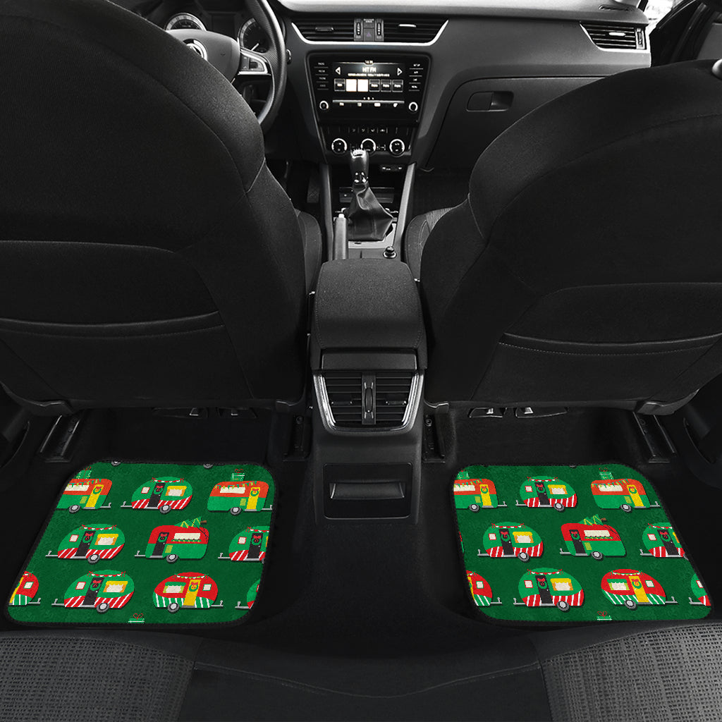 Camper Camping Christmas Themed Print Car Floor Mats Front Back