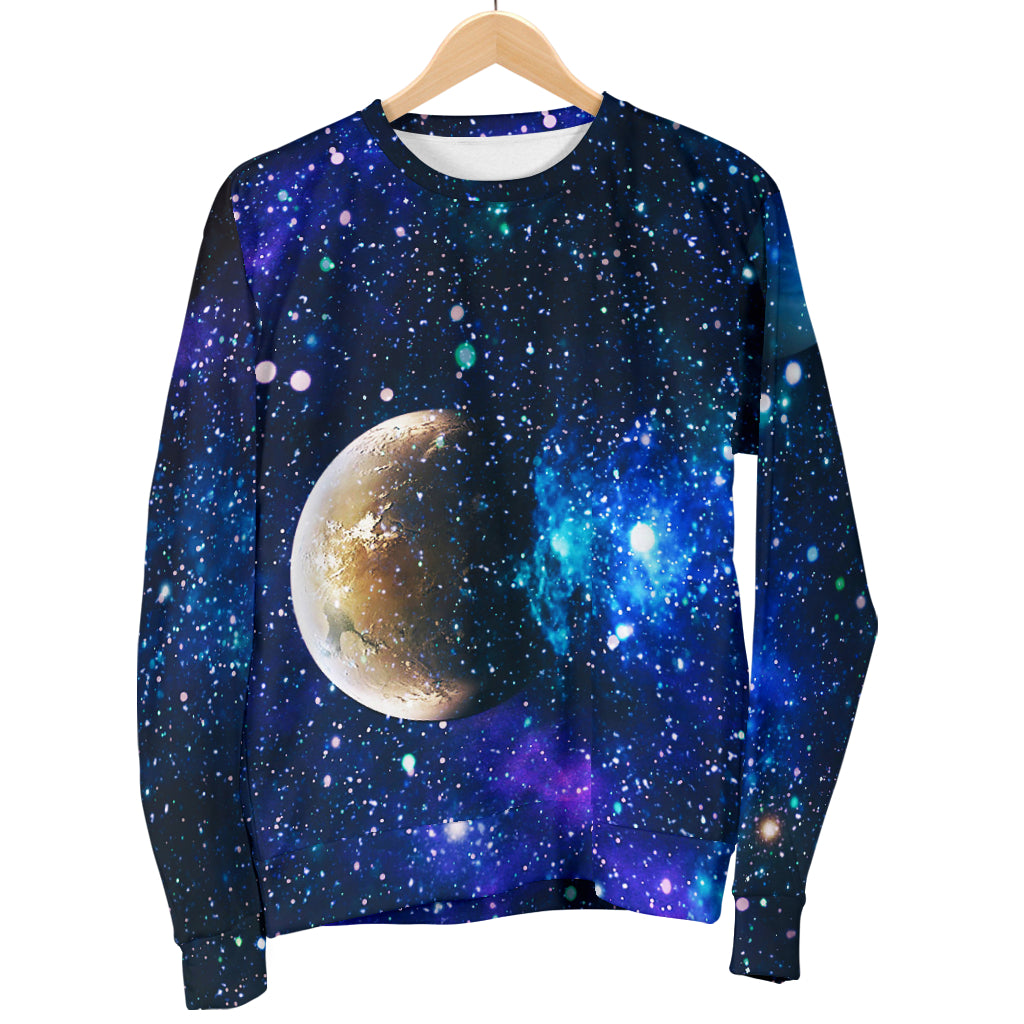 Galaxy Stardust Planet Space Print Men Long Sleeve Sweatshirt