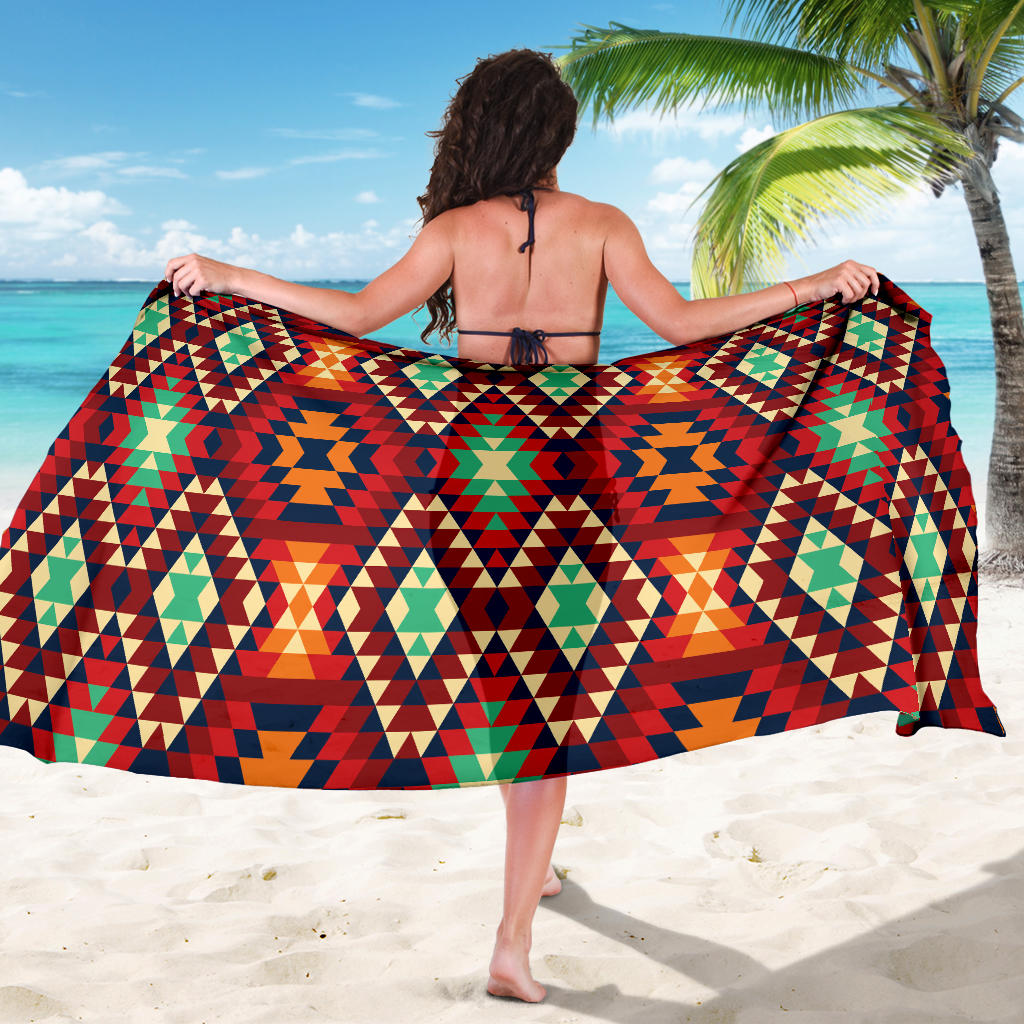 Native Pattern Print Design A07 Sarong Pareo Wrap