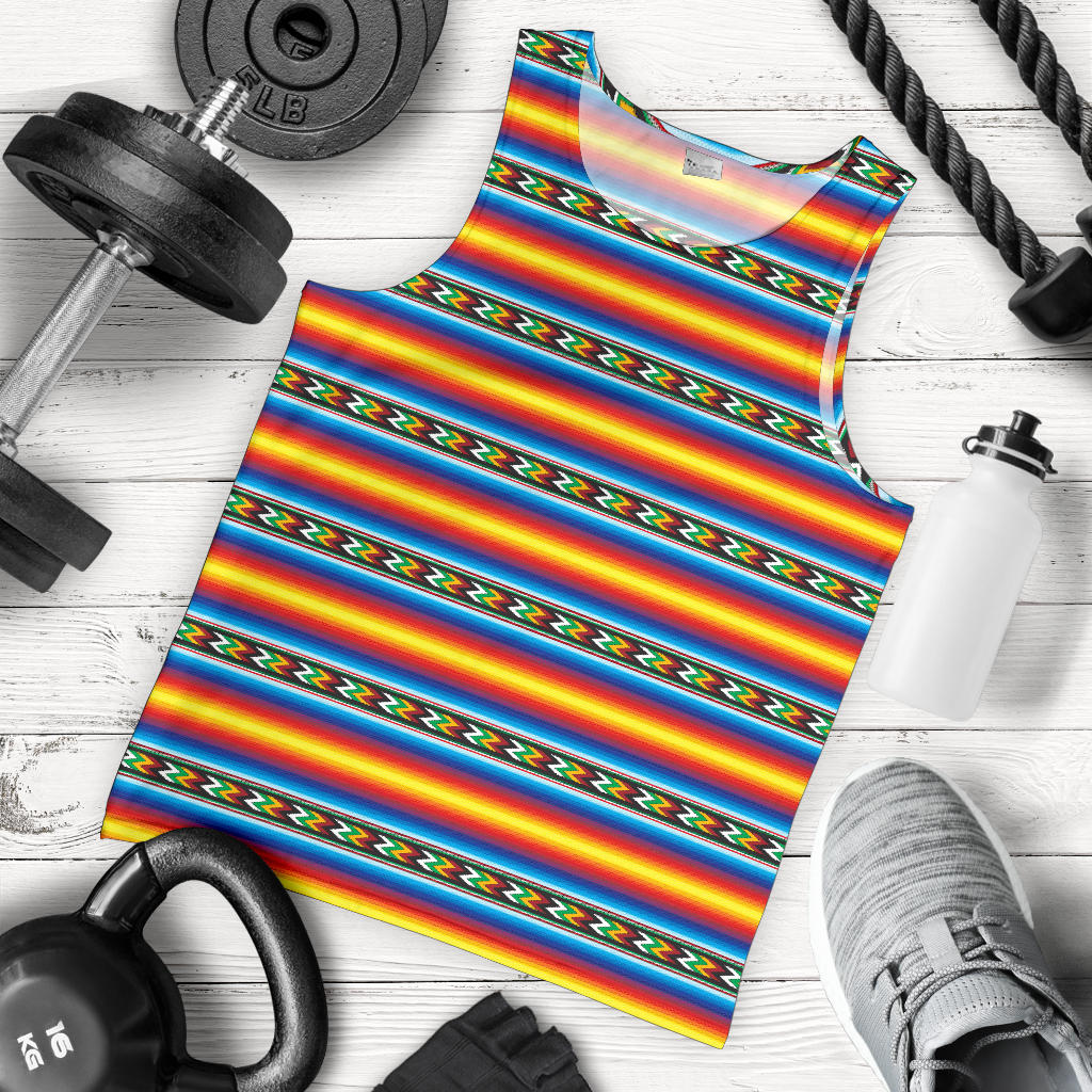 Mexican Blanket ZigZag Print Pattern Men Tank Top