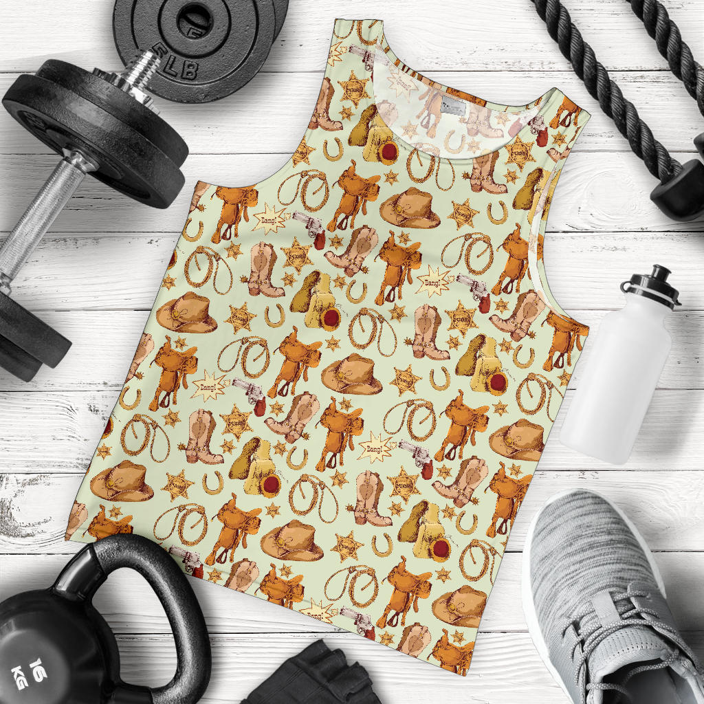 Western Cowboy Design Pattern Men Tank Top