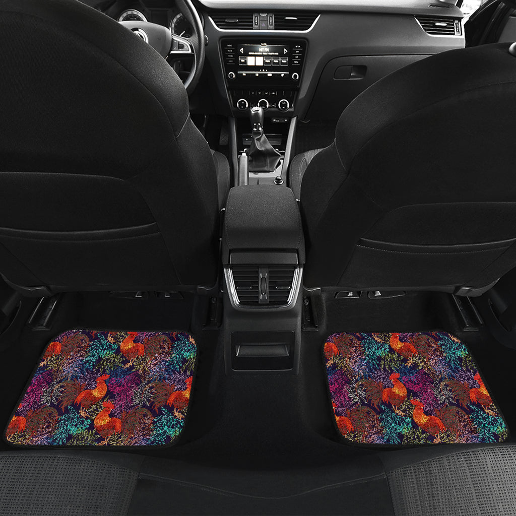 Rooster Print Style Car Floor Mats Front Back