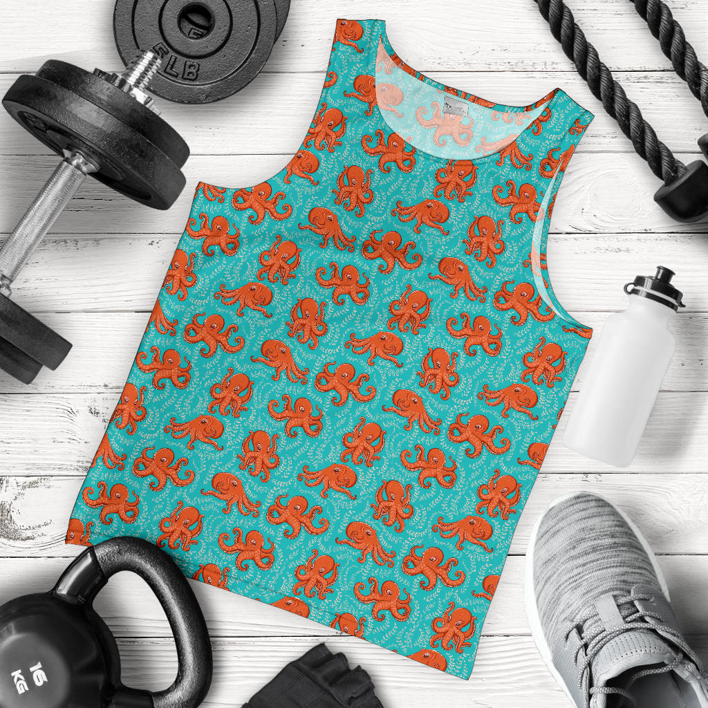 Octopus Cartoon Design Print Themed Men Tank Top