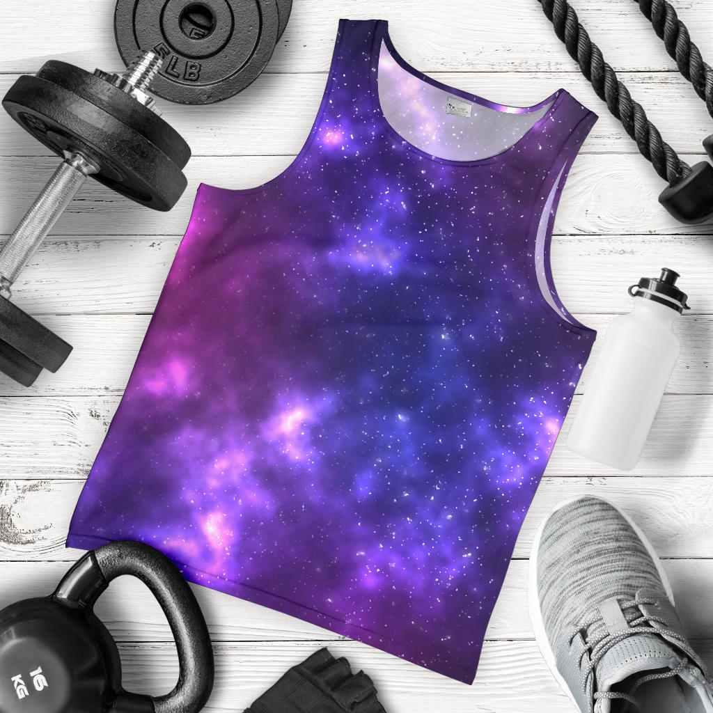 Celestial Purple Blue Galaxy Men Tank Top