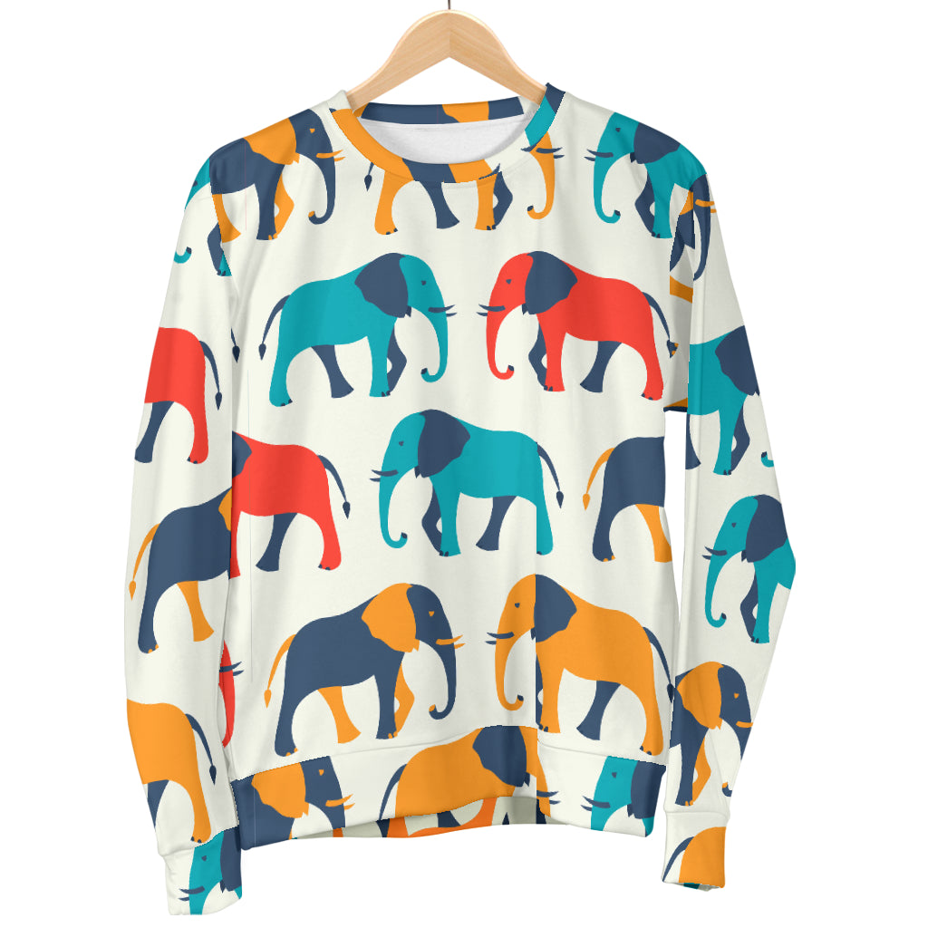 Elephant Colorful Print Pattern Women Long Sleeve Sweatshirt