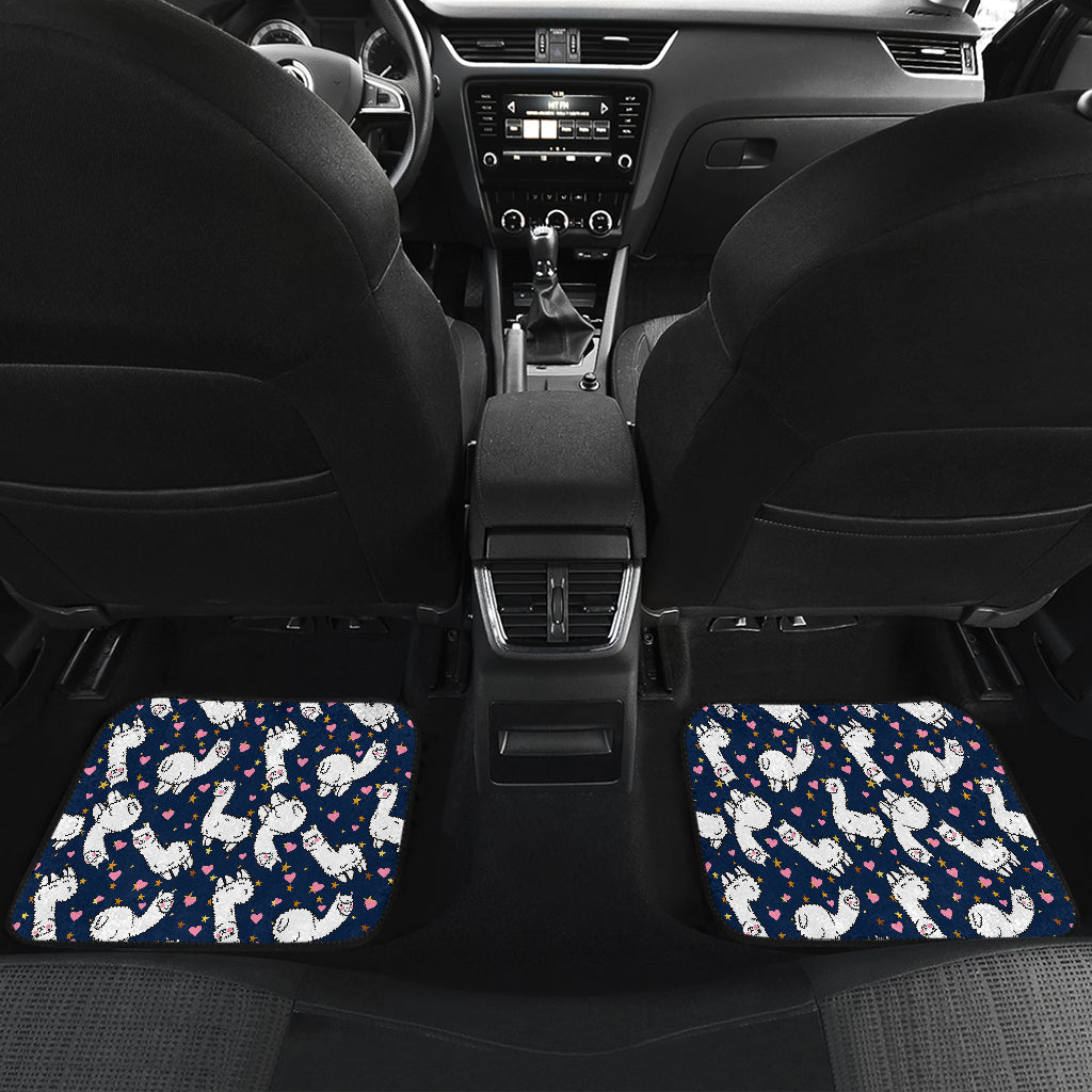 Alpaca Heart Star Design Themed Print Car Floor Mats Front Back