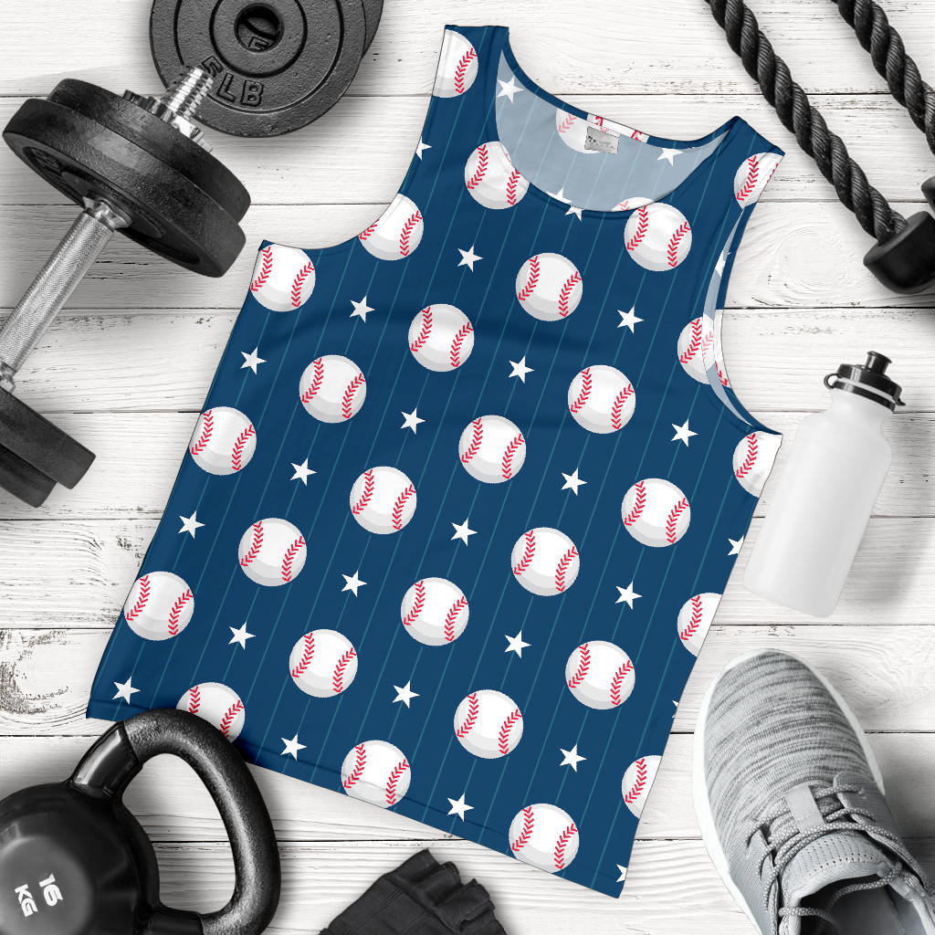 Baseball Star Print Pattern Men Tank Top