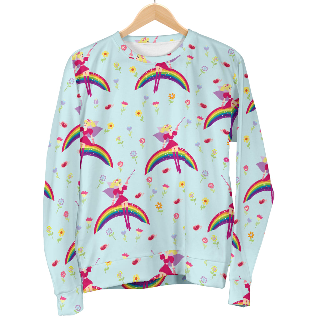 Fairy with Rainbow Print Pattern Men Long Sleeve Sweatshirt
