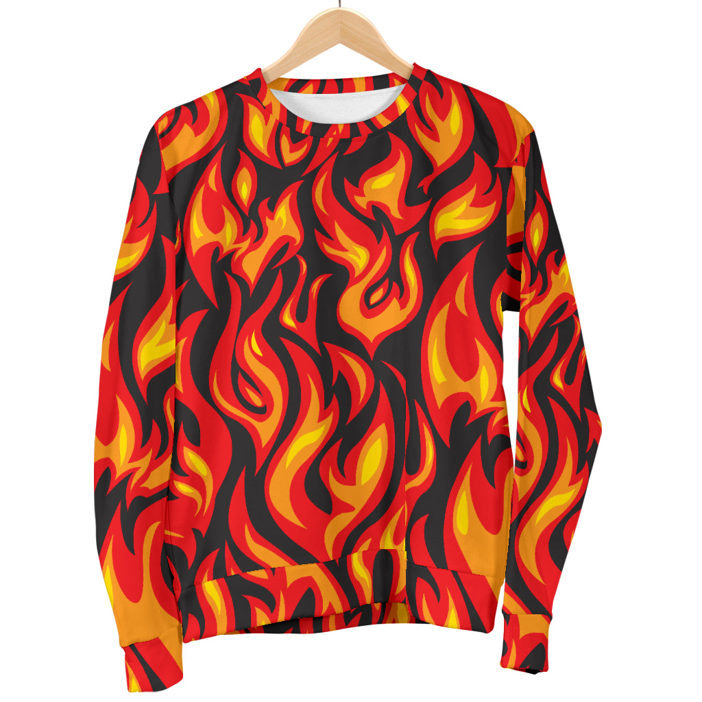 Flame Fire Print Pattern Men Long Sleeve Sweatshirt