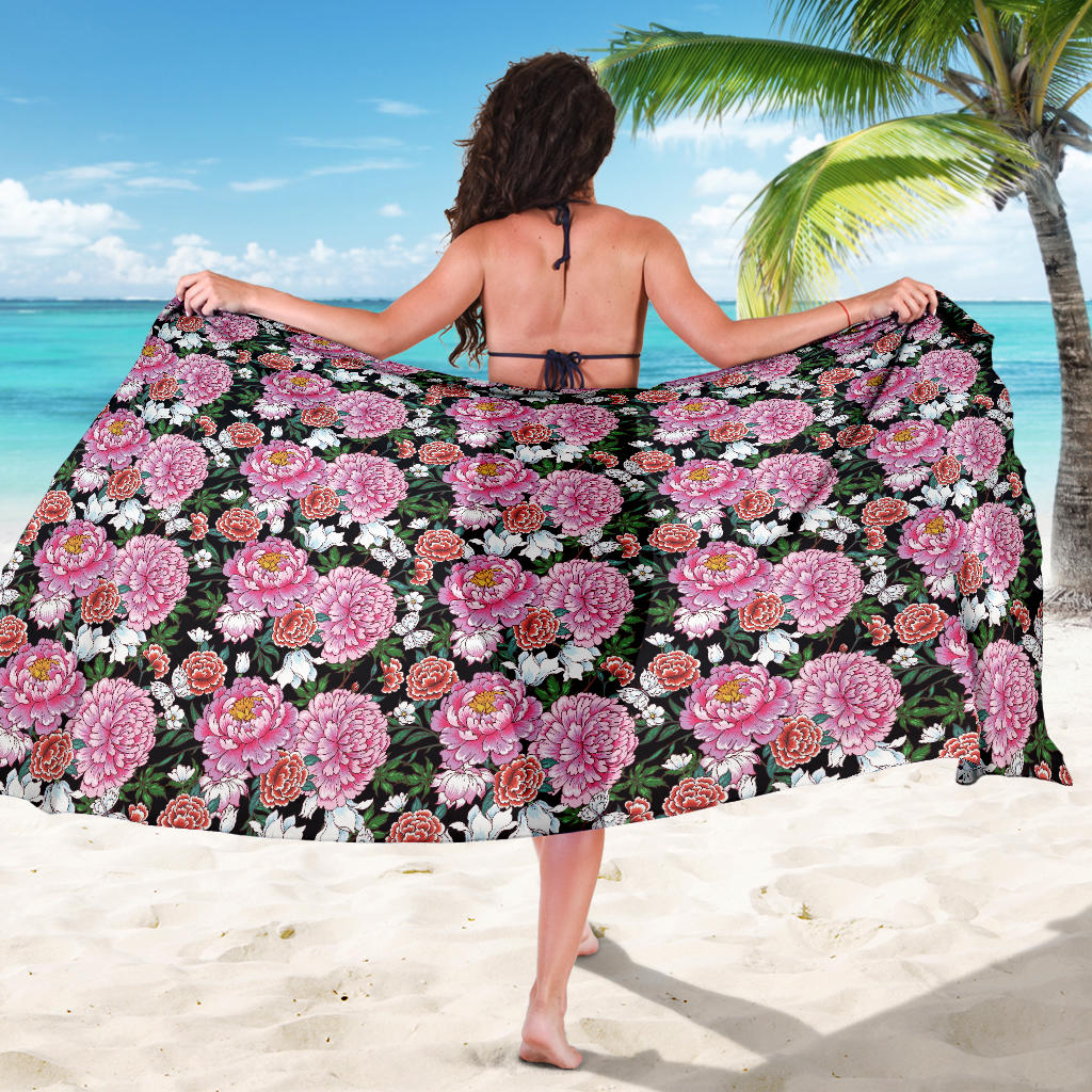 Dahlia Pattern Print Design 02 Sarong Pareo Wrap