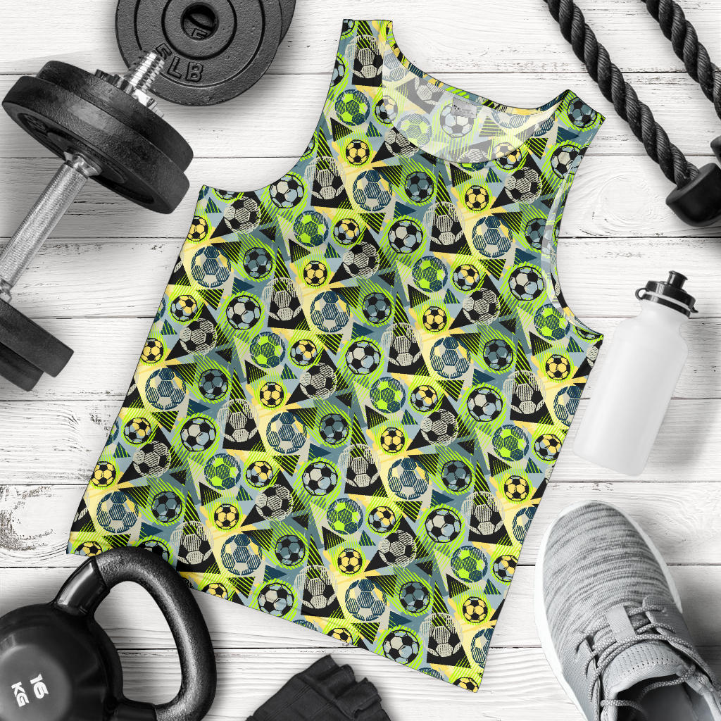 Soccer Ball Themed Print Pattern Men Tank Top