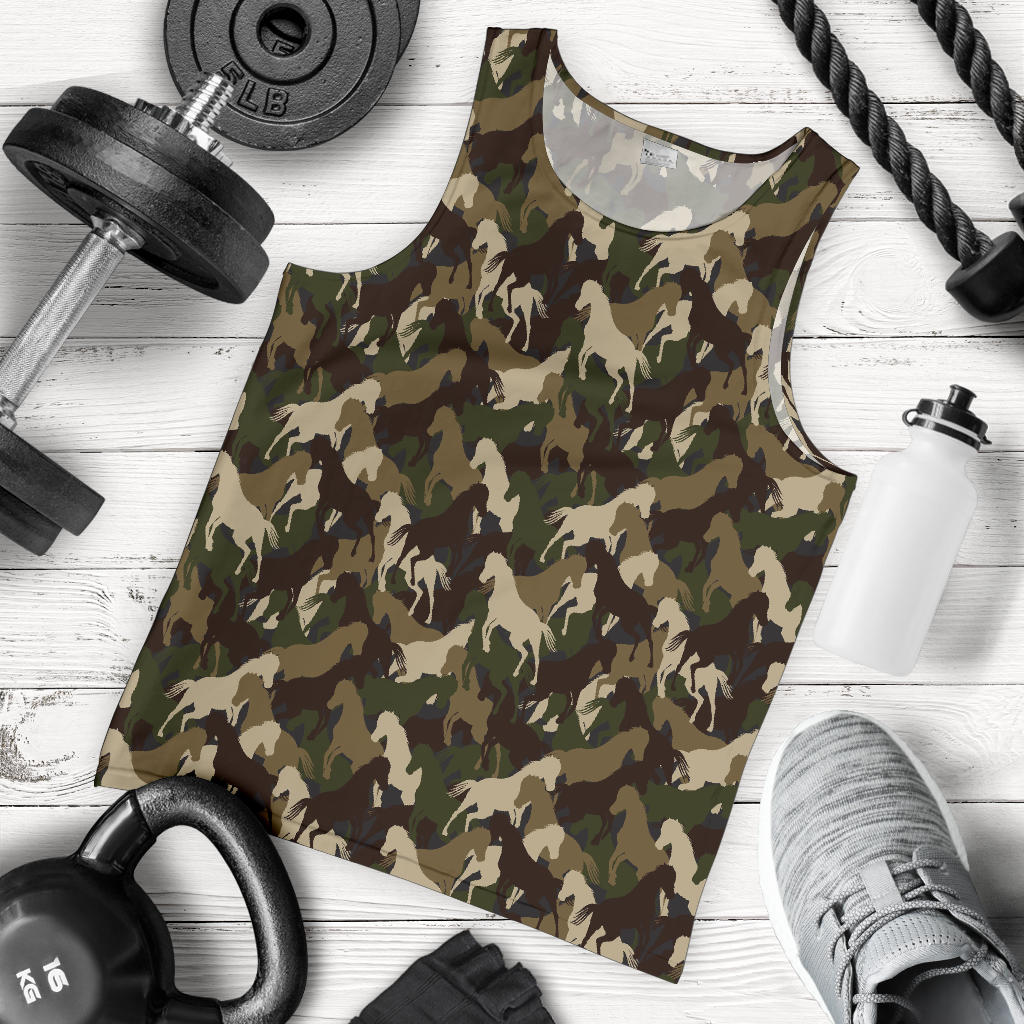 Horse Camo Themed Design Print Men Tank Top