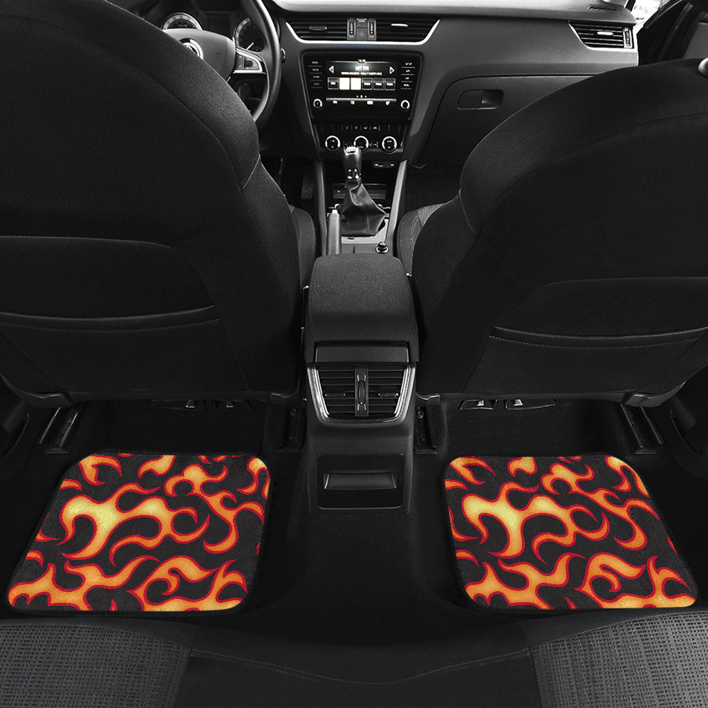 Flame Fire Themed Print Car Floor Mats Front Back