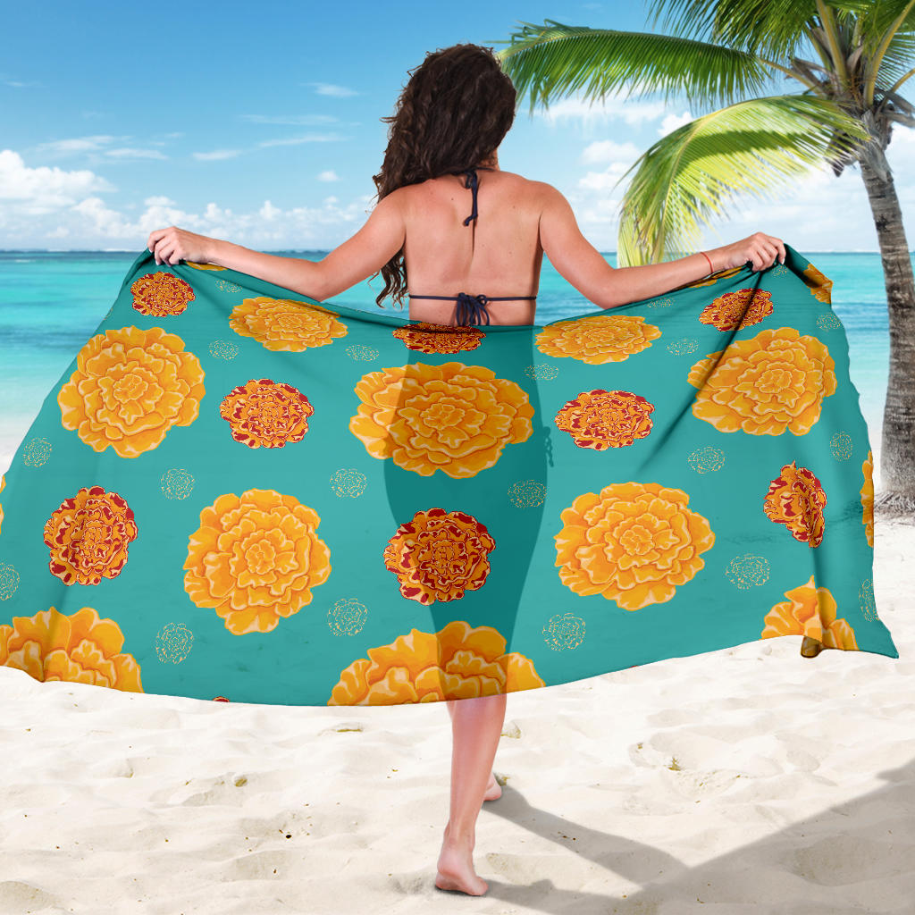 Marigold Pattern Print Design 02 Sarong Pareo Wrap