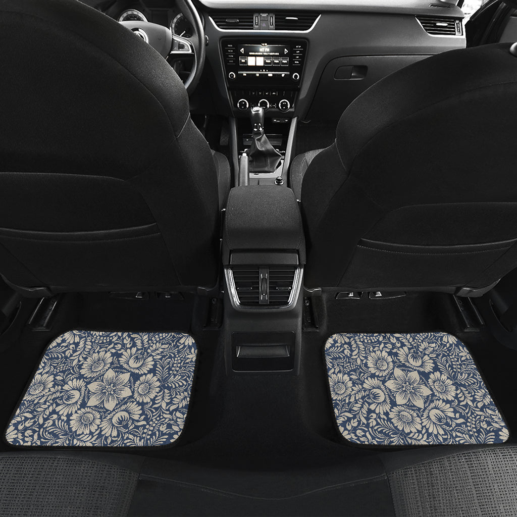 Elegant Floral Print Pattern Car Floor Mats Front Back