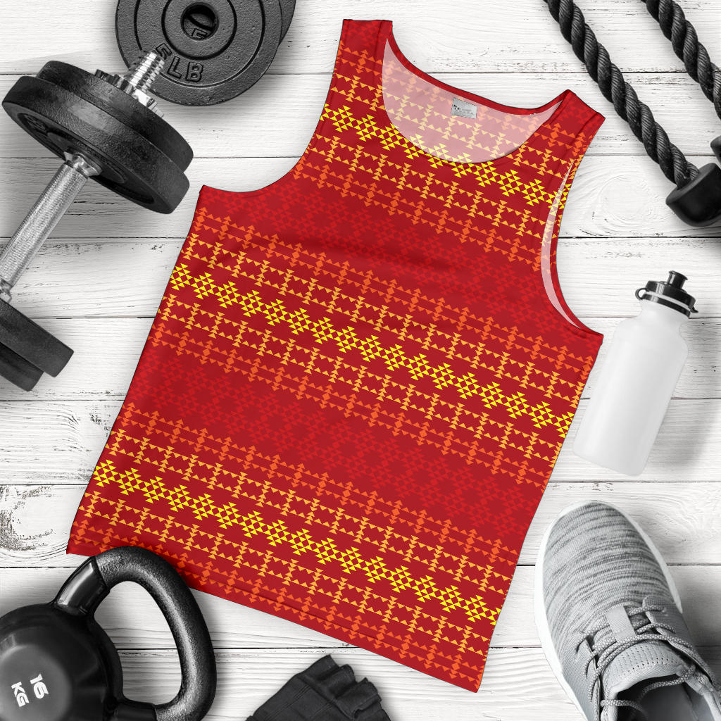 Southwest Red Gold Design Themed Print Men Tank Top