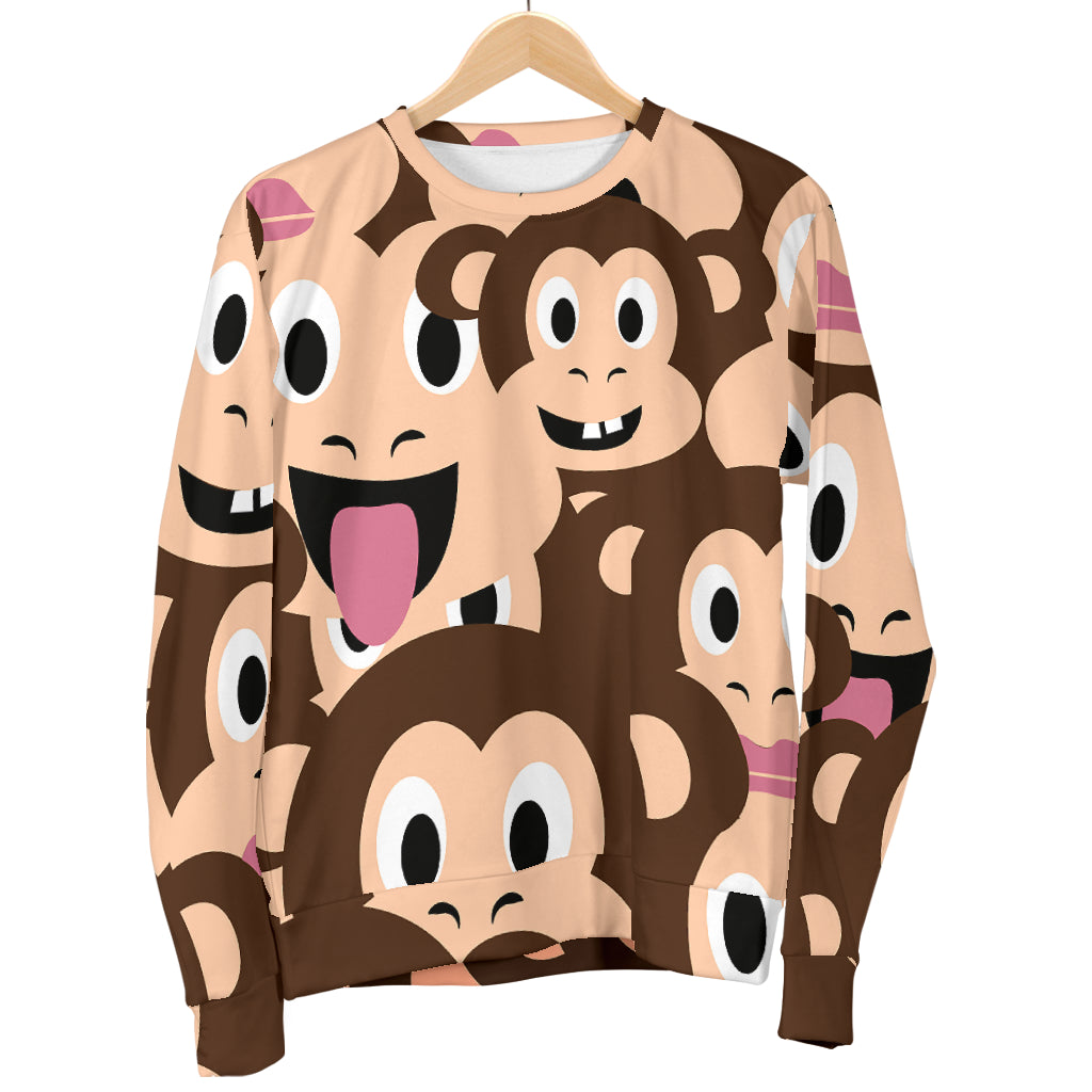 Emoji Monkey Print Pattern Women Long Sleeve Sweatshirt