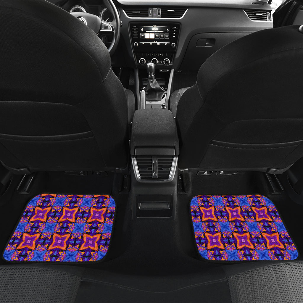 kaleidoscope Purple Orange Print Design Car Floor Mats Front Back
