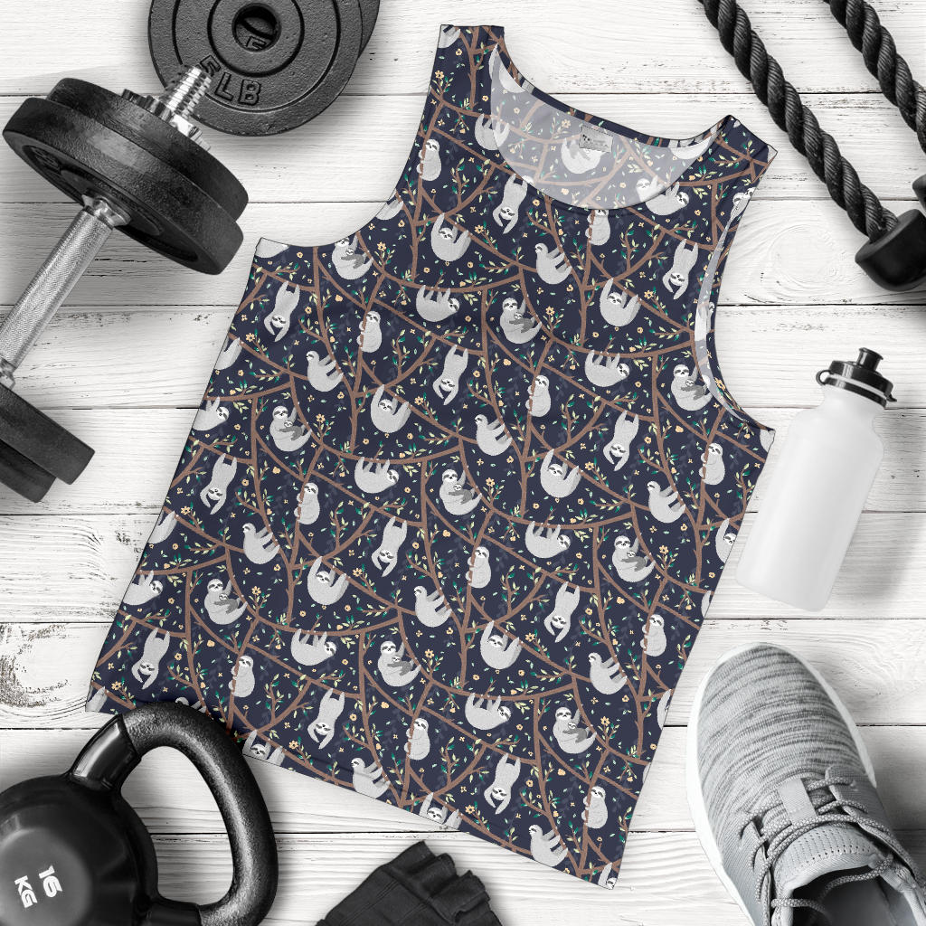 Sloth Happy Design Themed Print Men Tank Top
