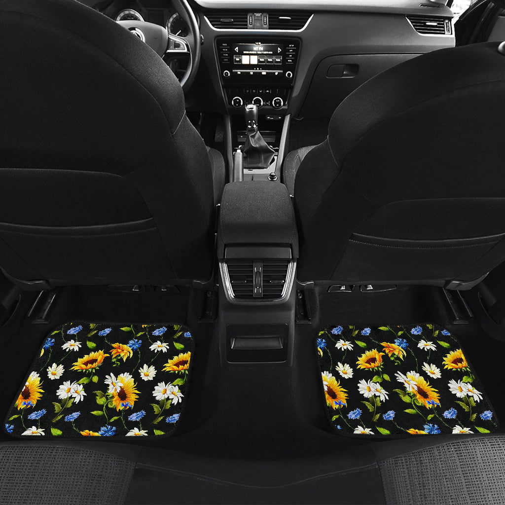 Sunflower Chamomile Bright Color Print Car Floor Mats Front Back