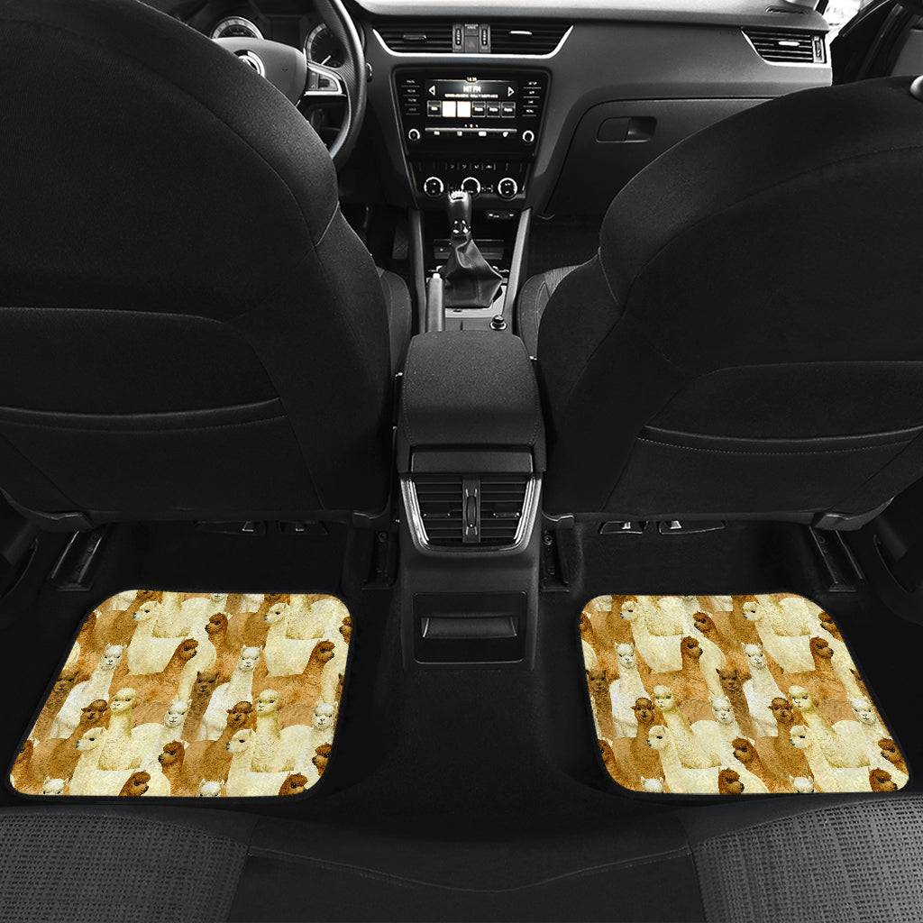 Alpaca Watercolor Design Themed Print Car Floor Mats Front Back