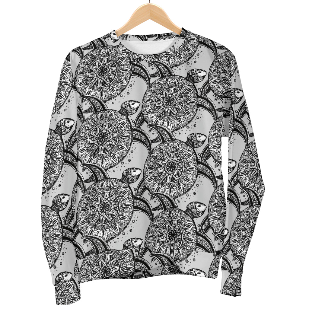 Tribal Turtle Polynesian Themed Print Men Long Sleeve Sweatshirt