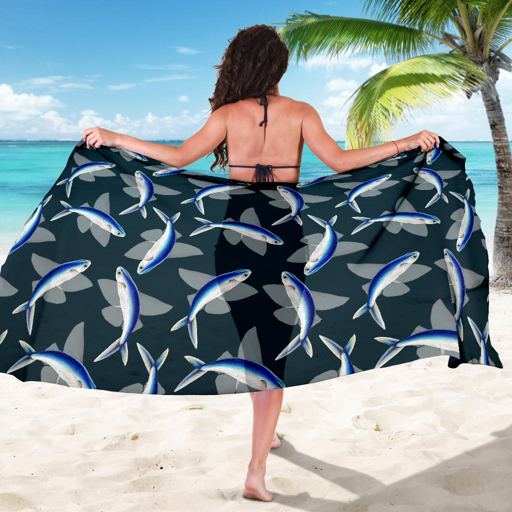 Flying Fish Pattern Print Design 04 Sarong Pareo Wrap