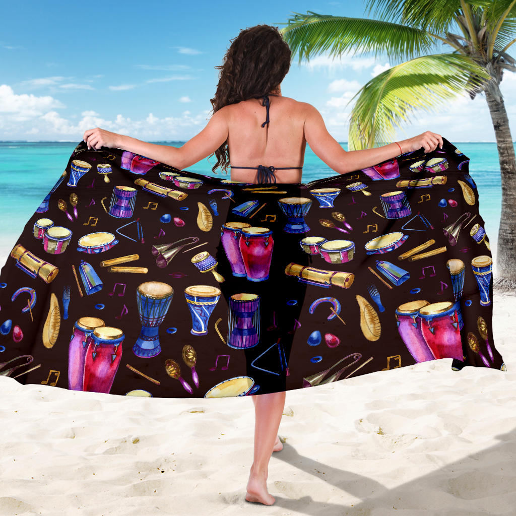 Percussion Neon Pattern Print Design 04 Sarong Pareo Wrap