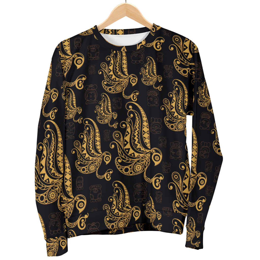 Owl Tribal Polynesian Design Print Men Long Sleeve Sweatshirt